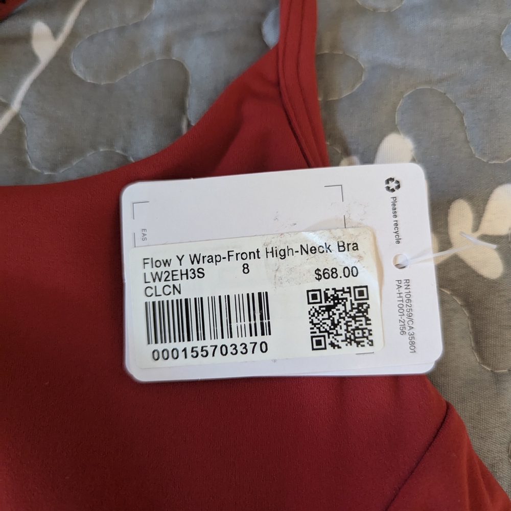 Lululemon Flow-Y Wrap-Front High-Neck Bra Red Size 8 Red - Picture 2 of 3